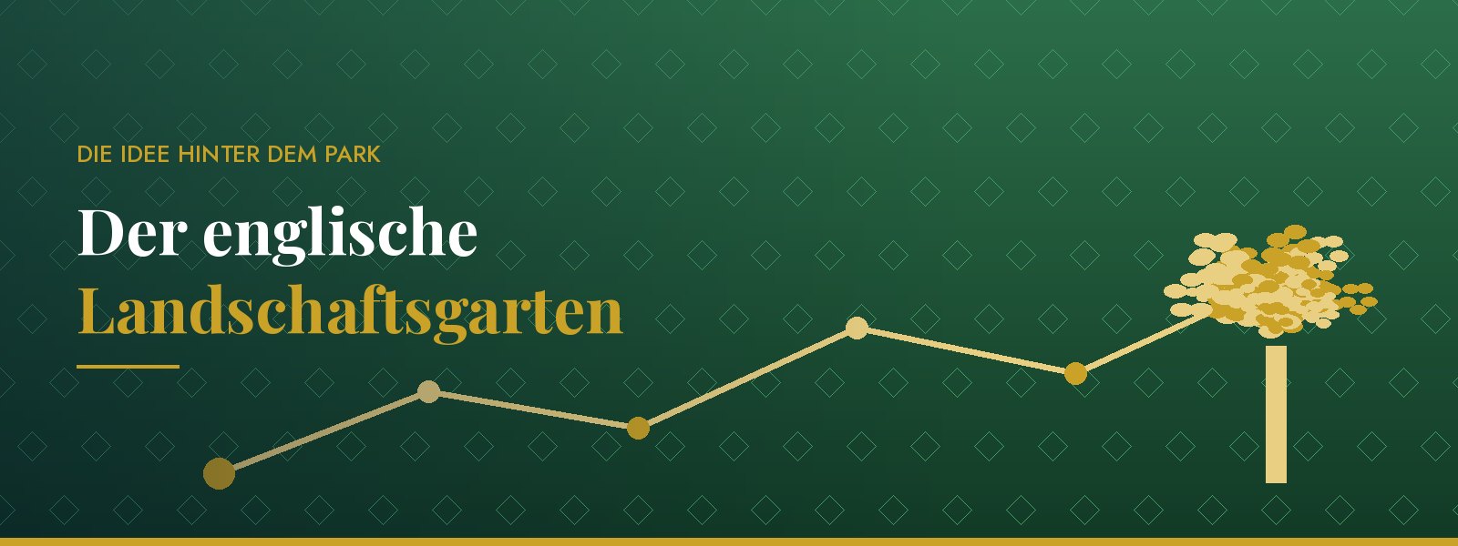 Illustration: geschwungener Weg mit Baum, Sinnbild des englischen Landschaftsgartens
